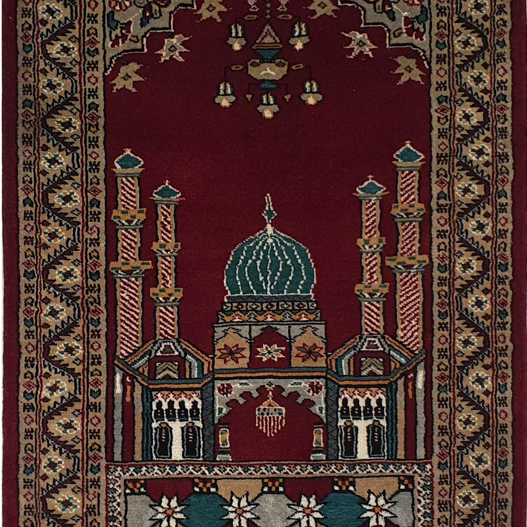 Prayer Rug with Mosque Design Maroon & Sage - AR3808