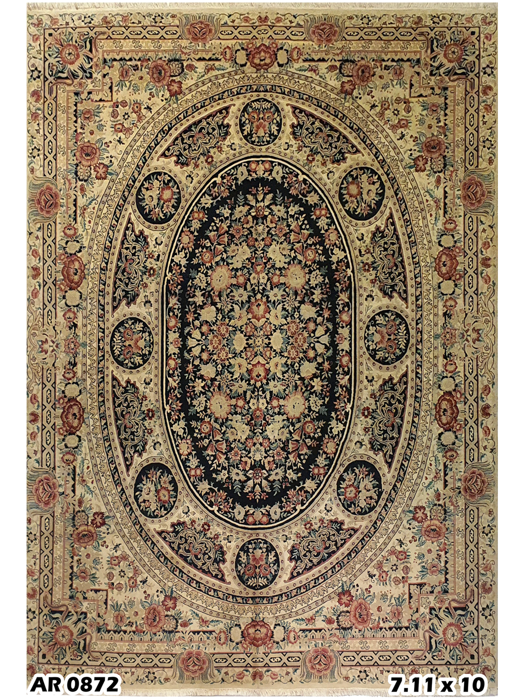 Persian Aubusson with Centre Medallion Design - AR0872