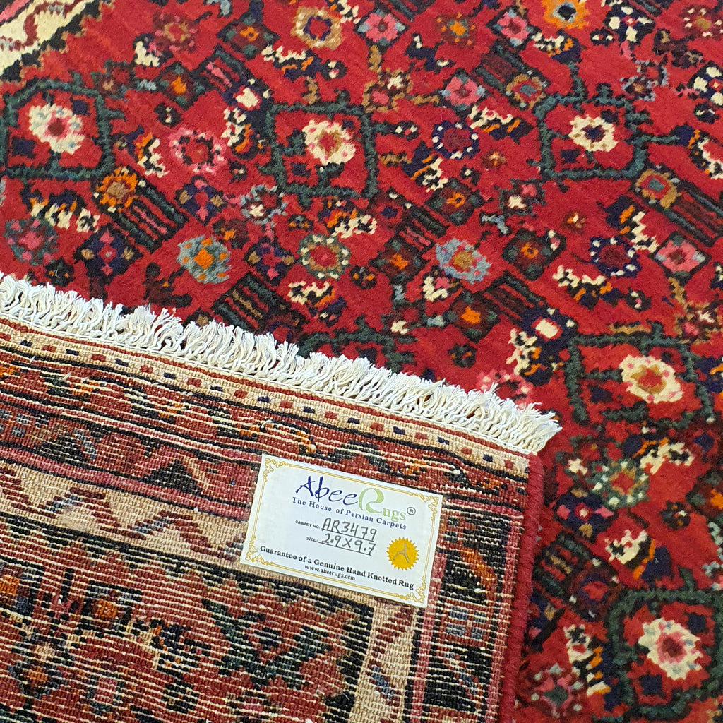 Superfine Persian Berjar Hand Knotted Wool Red Runner With All Over Design-AR3479