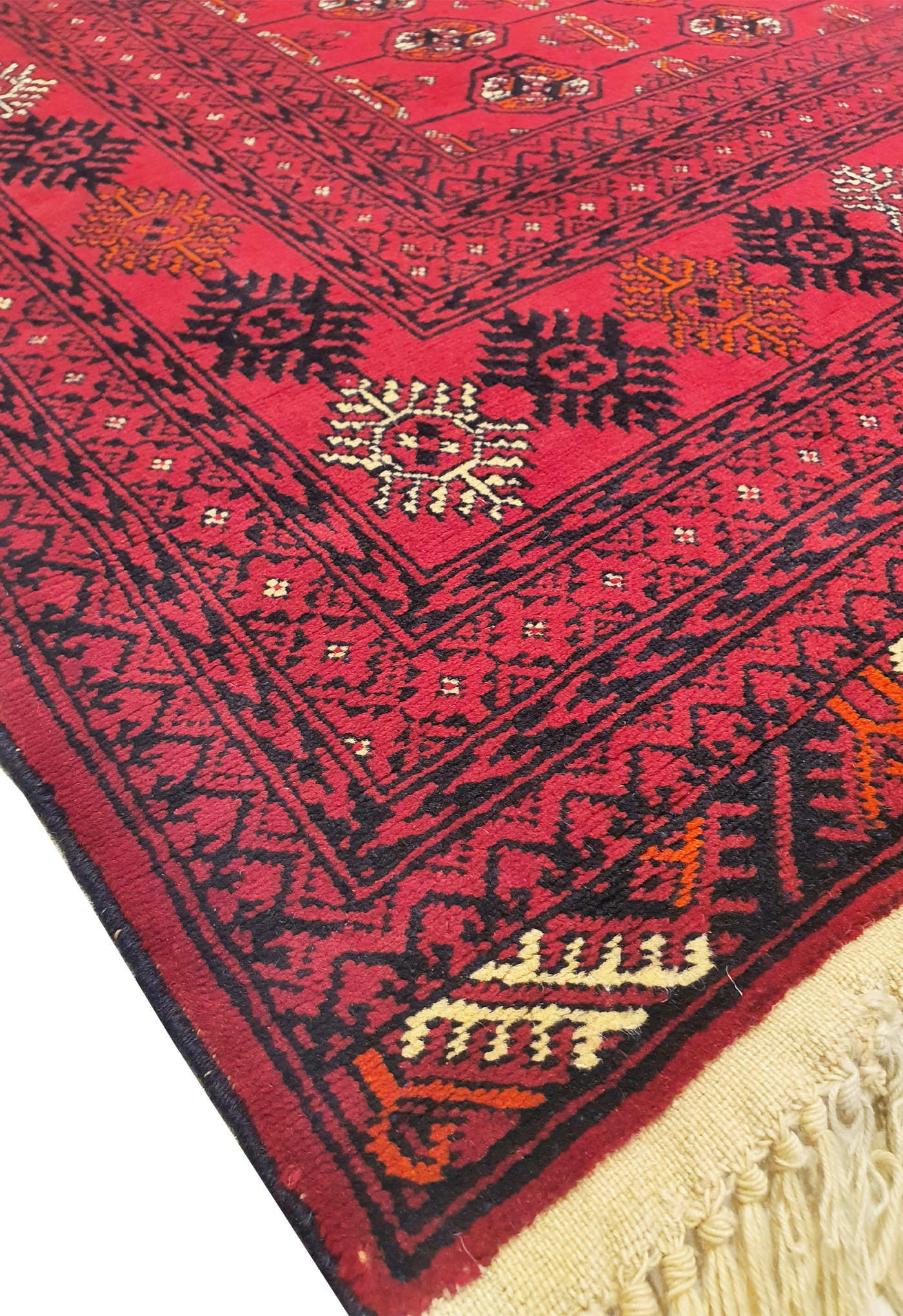 SUPERFINE PERSIAN TURKAMAN RED WOOL ON WOOL ALLOVER ELEPHANT FOOT PATTERN - AR3975