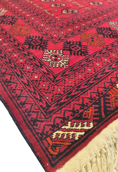 SUPERFINE PERSIAN TURKAMAN RED WOOL ON WOOL ALLOVER ELEPHANT FOOT PATTERN - AR3975