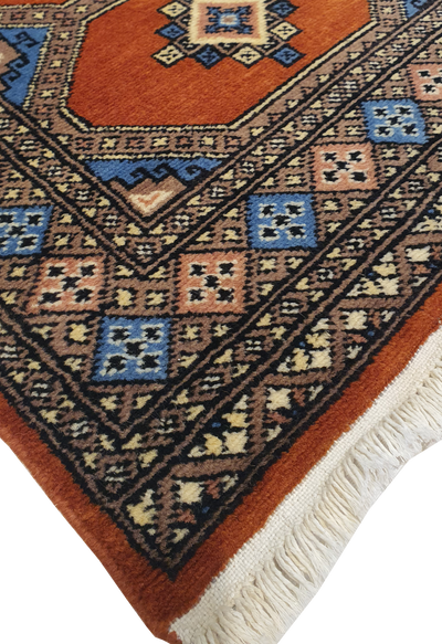 SUPERFINE BUKHARA ORANGE WITH 4 MEDALLION & MULTICOLOUR BORDER - AR3994