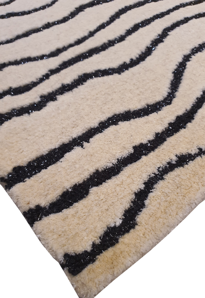 SUPERFINE HAND TUFTED LOOP & CUT PILE ZIGZAG CARPET SAMPLE - HT0104
