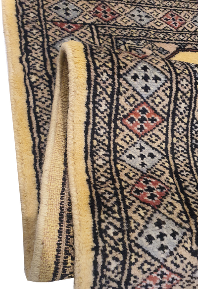 SUPERFINE BUKHARA YELLOW WITH 4 MEDALLION & MULTICOLOUR BORDER - AR3984
