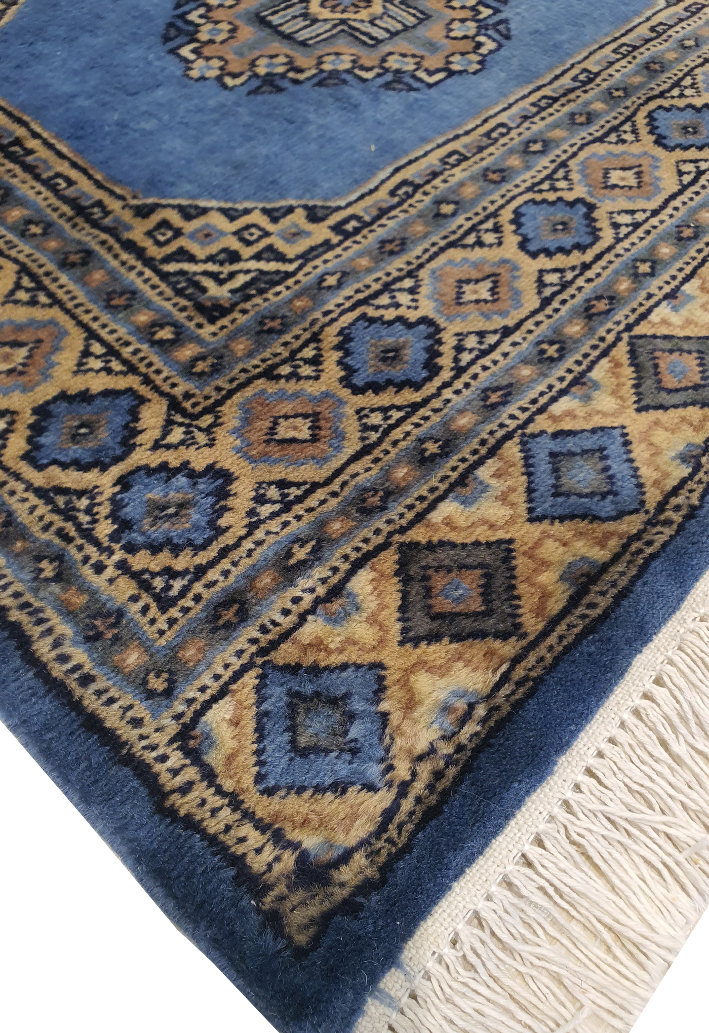 SUPERFINE BUKHARA LIGHT BLUE WITH 3 MEDALLION CREAM & GREY BORDER - AR3986