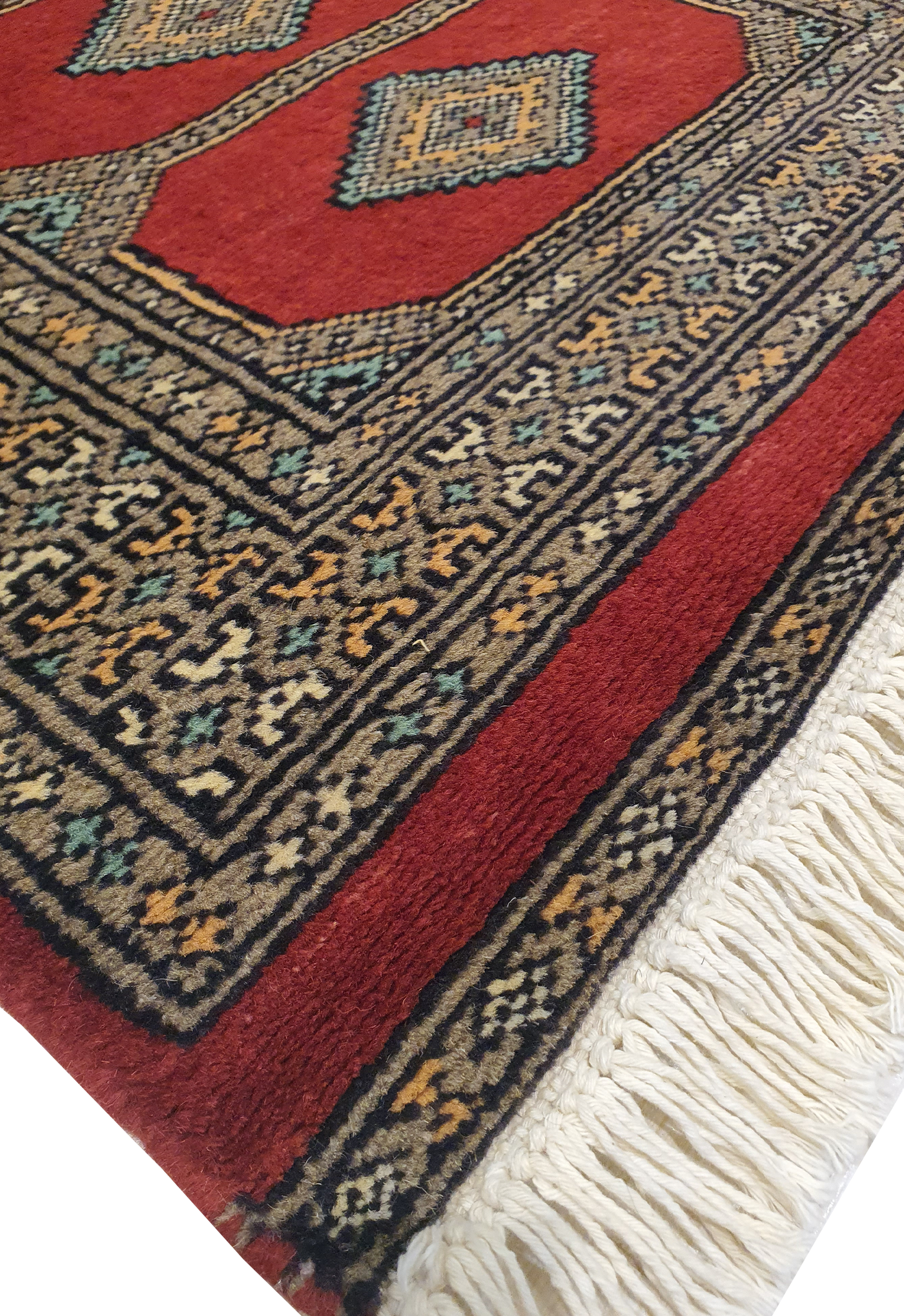 SUPERFINE BUKHARA RED WITH 5 MEDALLION & GREY BORDER - AR3989