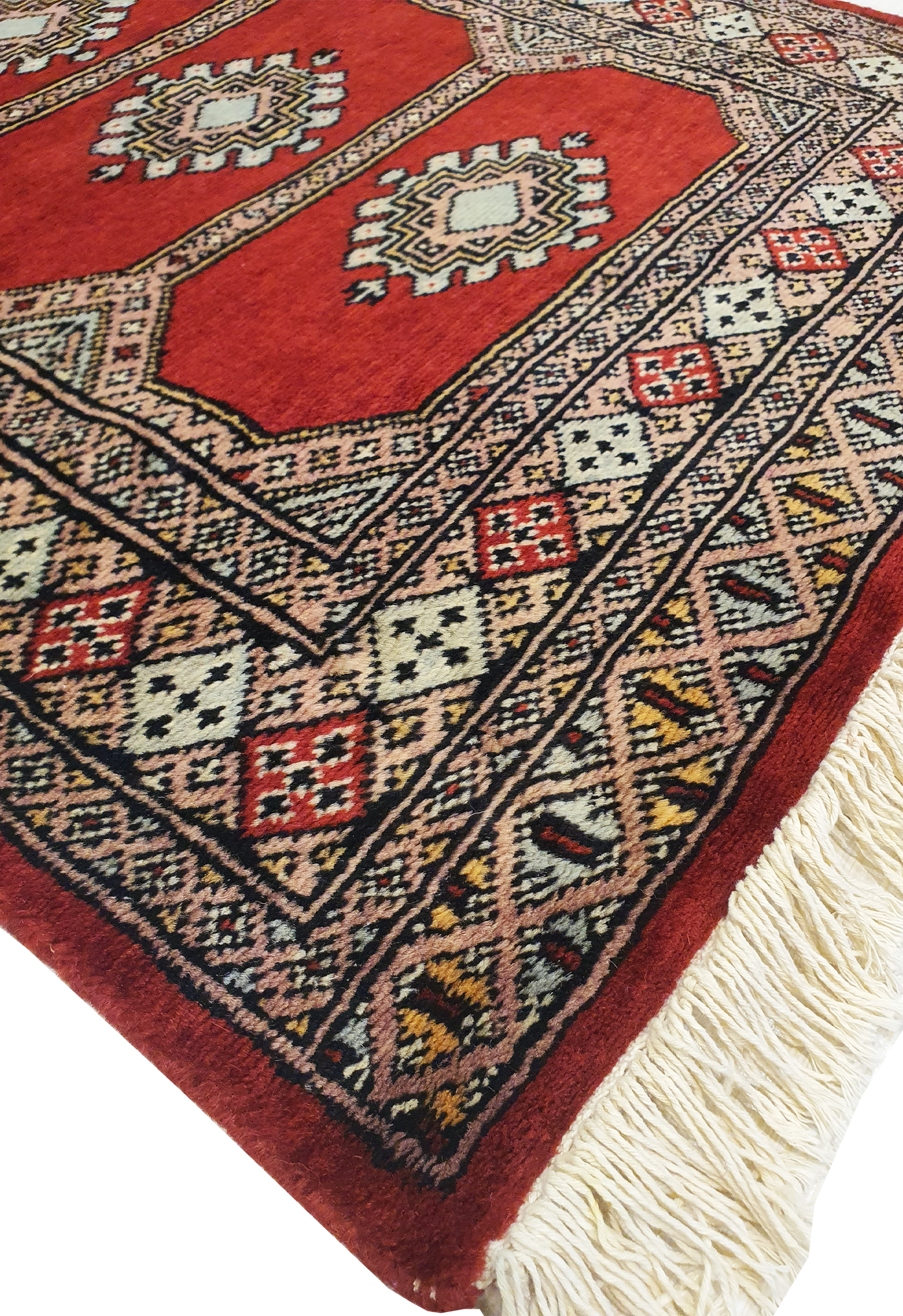 SUPERFINE BUKHARA RED WITH 5 MEDALLION & MULTICOLOUR BORDER - AR3983