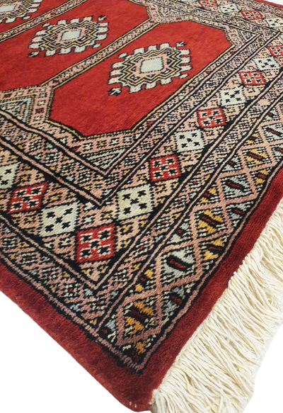 SUPERFINE BUKHARA RED WITH 5 MEDALLION & MULTICOLOUR BORDER - AR3983