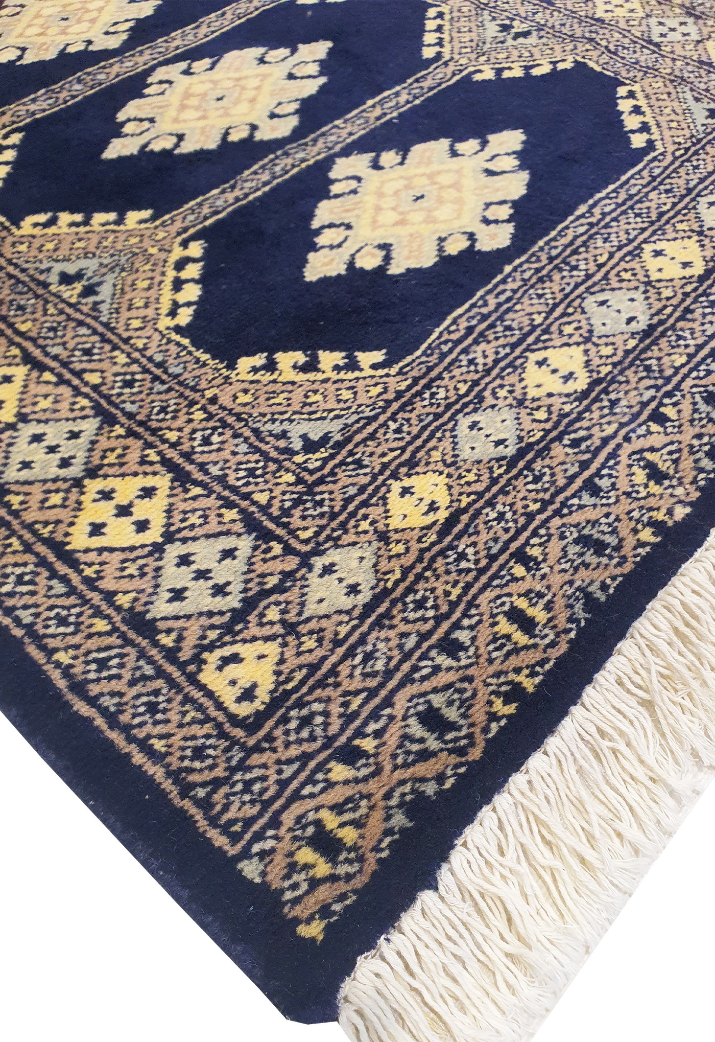 SUPERFINE BUKHARA BLUE WITH 5 MEDALLION WHITE & GREY BORDER - AR3988