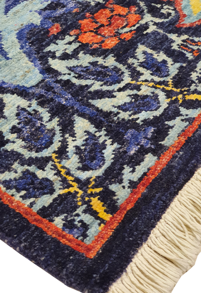 Superfine Khazak Dark Blue Tree Of Life Design - AR2843