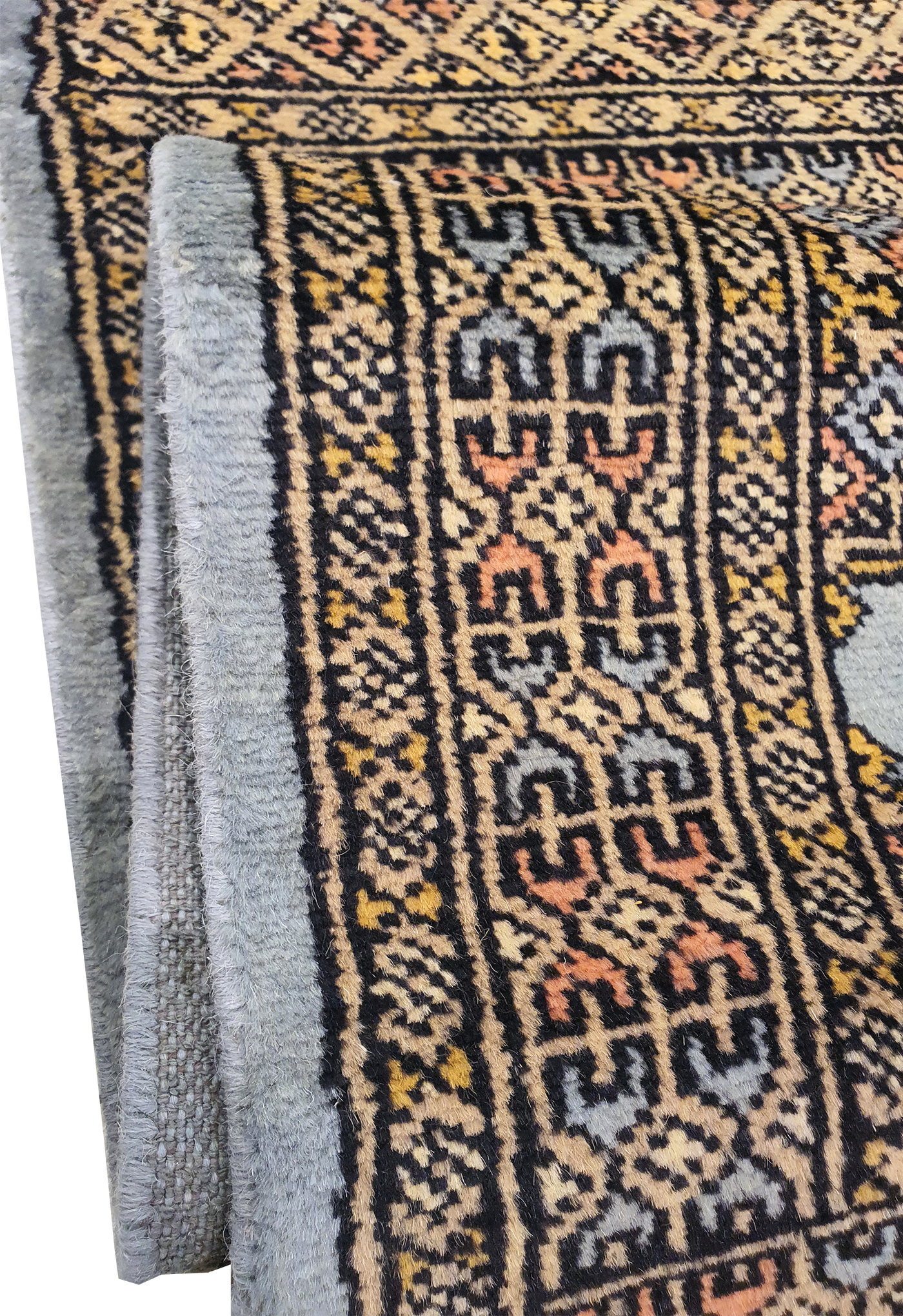 SUPERFINE BUKHARA GREY WITH 3 MEDALLION & BROWN BORDER - AR3999