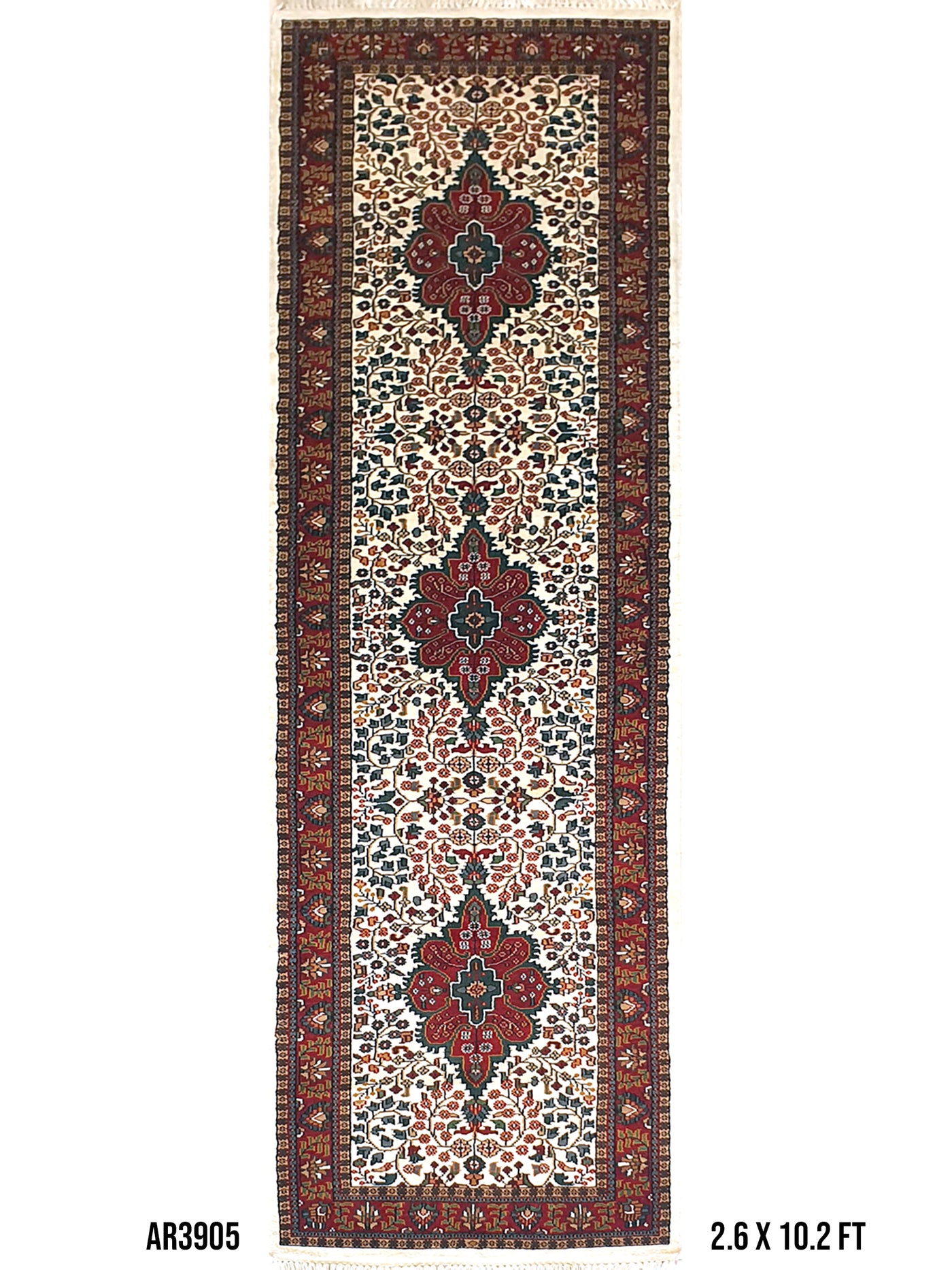 Superfine Tree-Of-Life Kashmir Runner Cream And Pink Border - AR3905