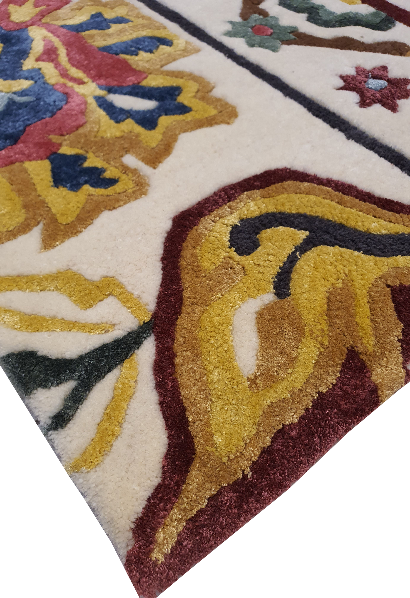 SUPERFINE HAND TUFTED VISCOSE WITH WOOL HI & LOW PILE CARPET SAMPLE - HT0105