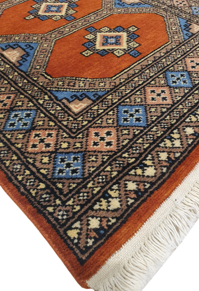 SUPERFINE BUKHARA ORANGE WITH 4 MEDALLION & MULTICOLOUR BORDER - AR3993