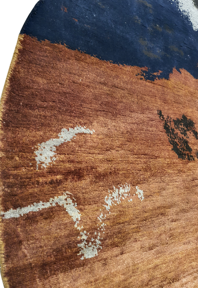 Superfine Gabbeh Round ,Blue ,Brown And Rust Colour-AR3402