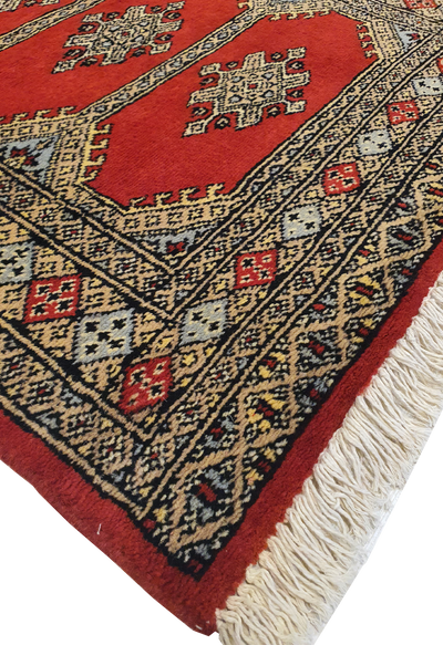 SUPERFINE BUKHARA RED WITH 5 MEDALLION & MULTICOLOUR BORDER - AR3982