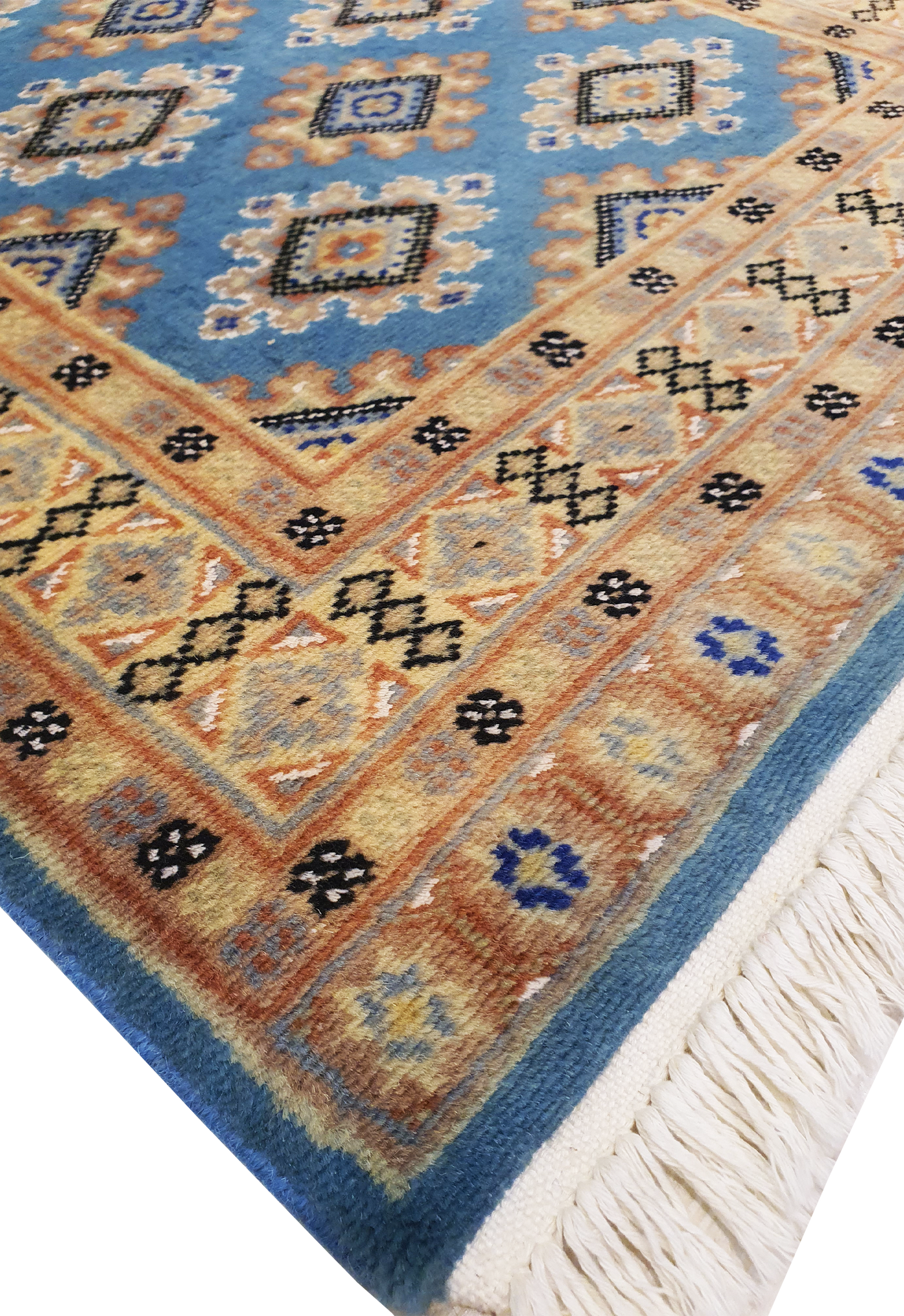 SUPERFINE BUKHARA SEA BLUE ALLOVER DESIGN WITH SILK - AR4000