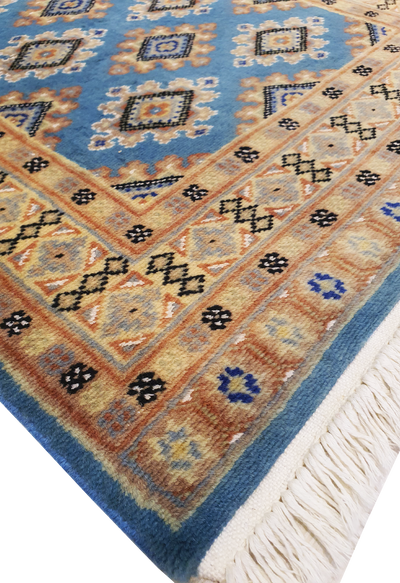 SUPERFINE BUKHARA SEA BLUE ALLOVER DESIGN WITH SILK - AR4000