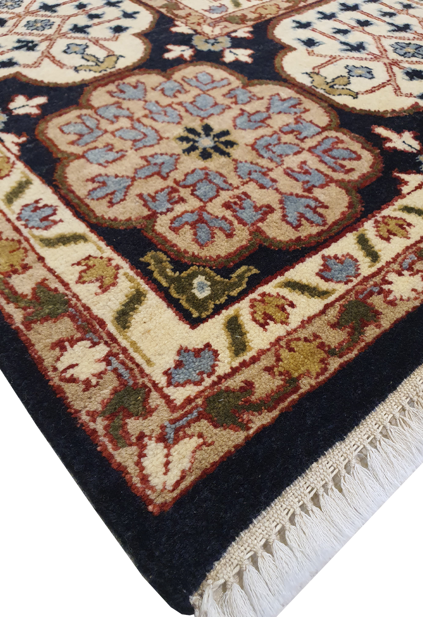 Superfine Persian Joshgan Wool Black With Beautiful Fine Work Of Art Geometric Design-VP159