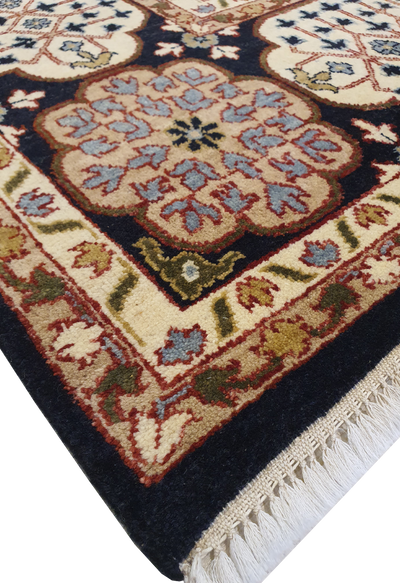 Superfine Persian Joshgan Wool Black With Beautiful Fine Work Of Art Geometric Design-VP159