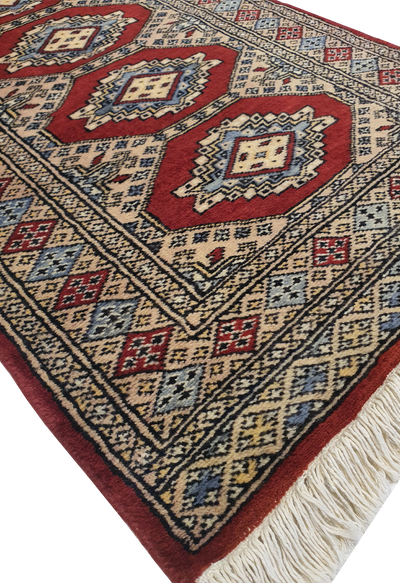 SUPERFINE BUKHARA RED WITH 4 MEDALLION & MULTICOLOUR BORDER - AR3979