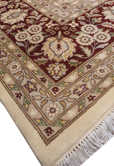 SUPERFINE PAK PERSIAN ISFAHAN CENTRE MEDALLION CREAM WITH RUST BORDER MADE OF BABY LAMBS WOOL - AR3968