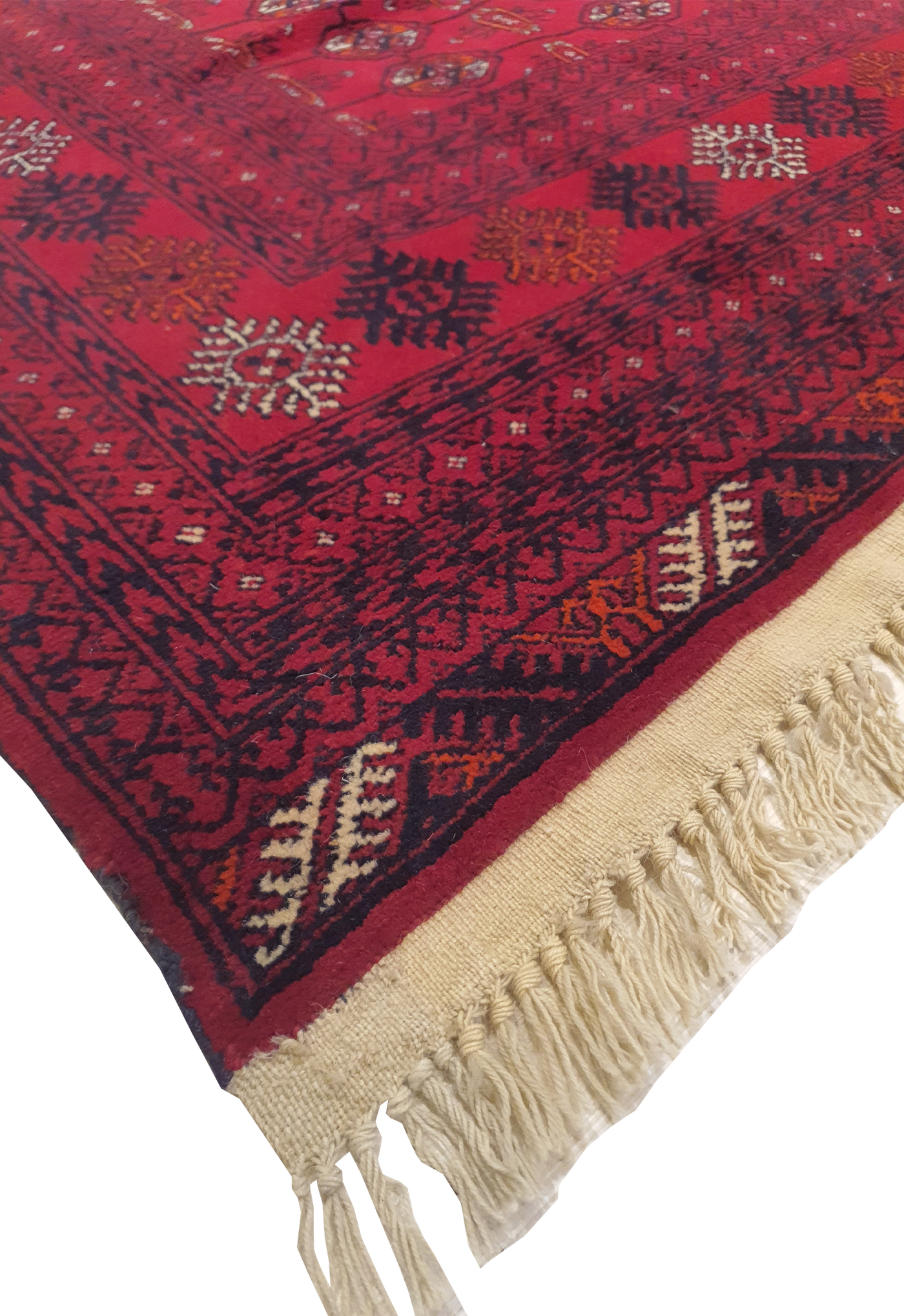 SUPERFINE PERSIAN TURKAMAN RED WOOL ON WOOL ALLOVER ELEPHANT FOOT PATTERN - AR3974