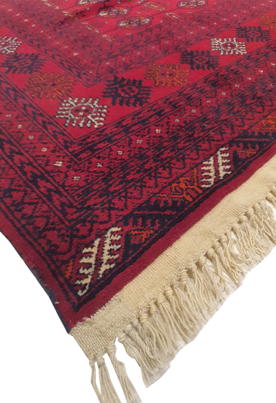 SUPERFINE PERSIAN TURKAMAN RED WOOL ON WOOL ALLOVER ELEPHANT FOOT PATTERN - AR3974