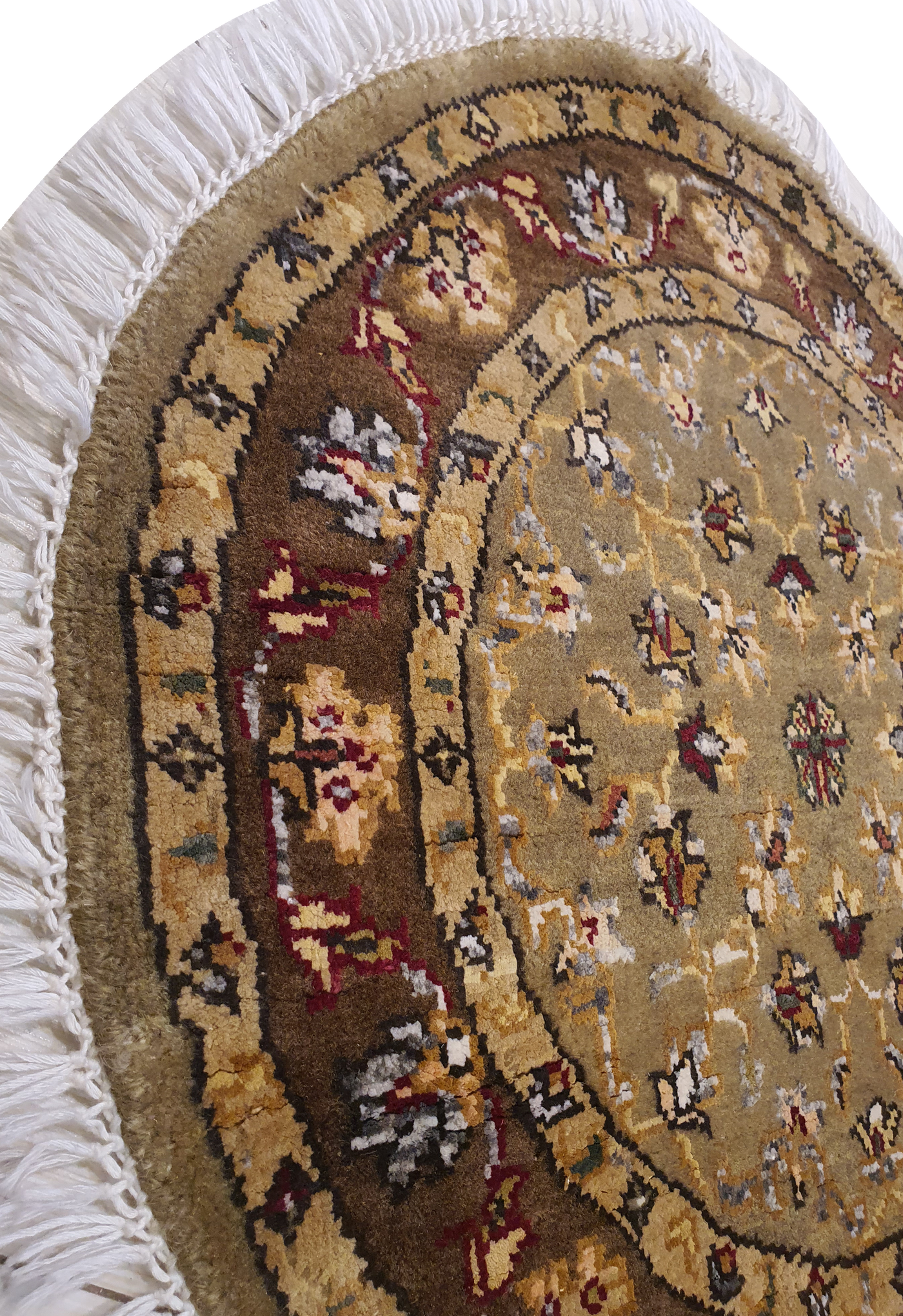 Indo Kazak Round Carpet Design Light Cream and Rust - AR1665