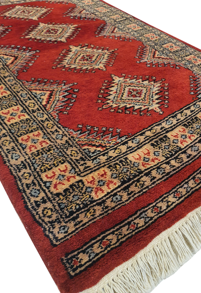 SUPERFINE BUKHARA RED WITH 4 MEDALLION & MULTICOLOUR BORDER - AR3980