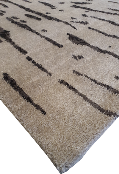 Superfine Galaxy One Side Broken Design Silk and Wool Brown and Cream-VP145