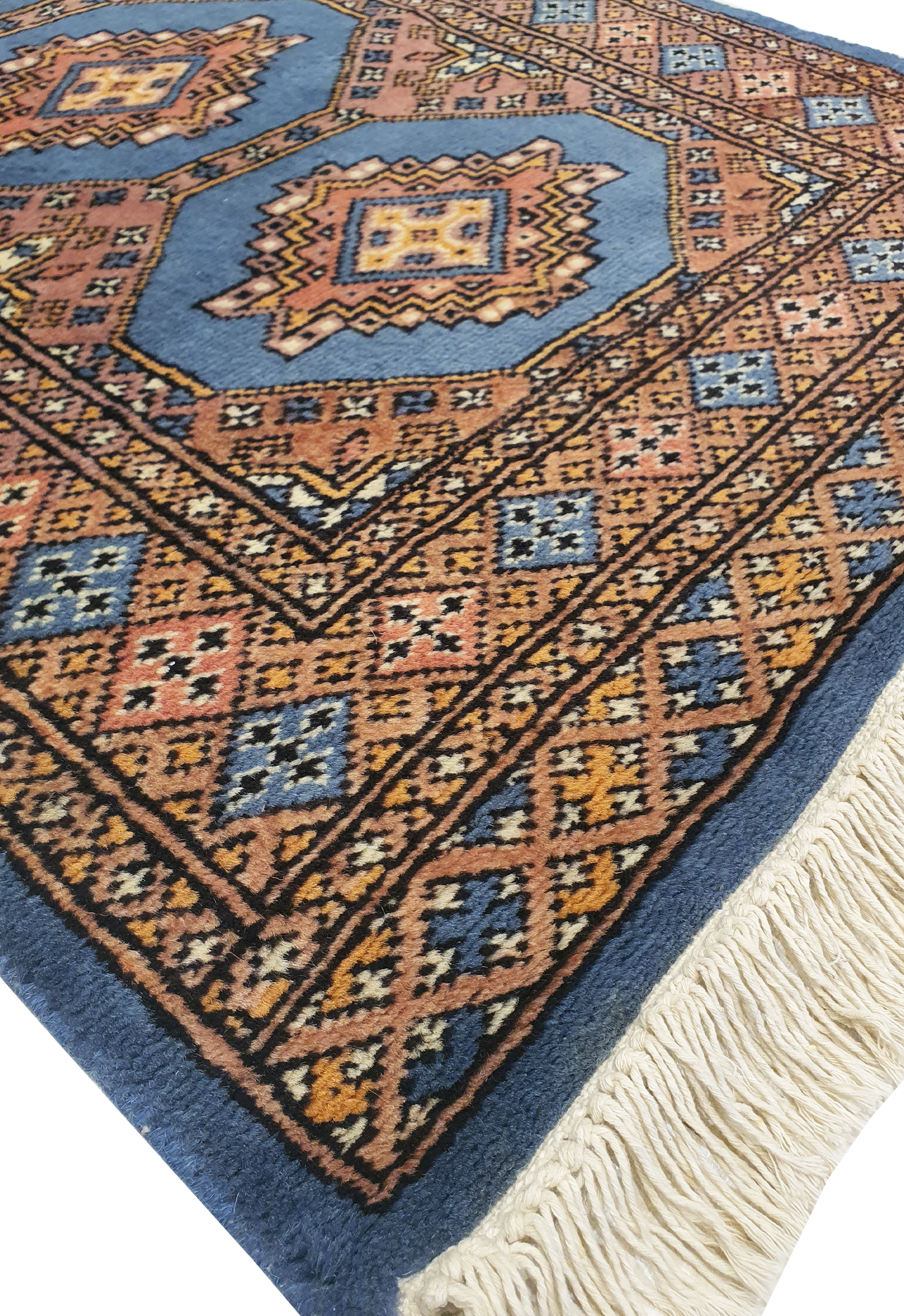 SUPERFINE BUKHARA LIGHT BLUE WITH 4 MEDALLION PINK & BROWN BORDER - AR3987