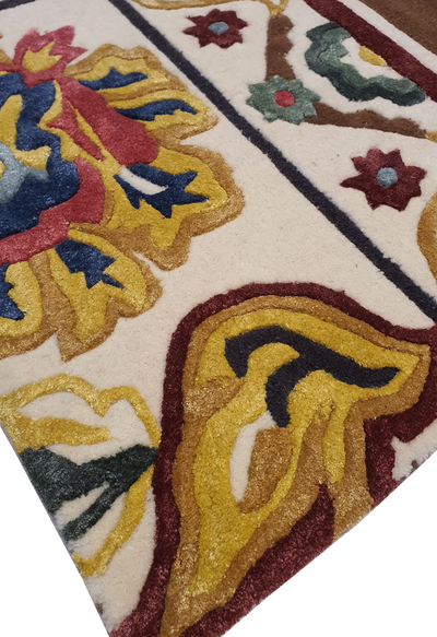 SUPERFINE HAND TUFTED VISCOSE WITH WOOL HI & LOW PILE CARPET SAMPLE - HT0106