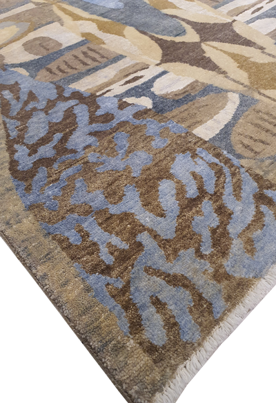 Persian Trees Of Life Motif Silk and Wool Light Brown With Dark Brown Motif - VP141