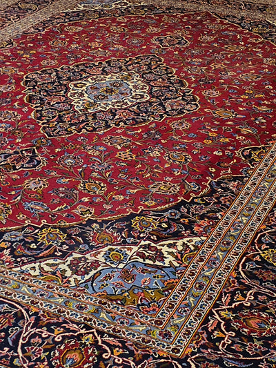 Persian Keshan Red and Blue Border - 9.10 X 13.0 FT - AR2957