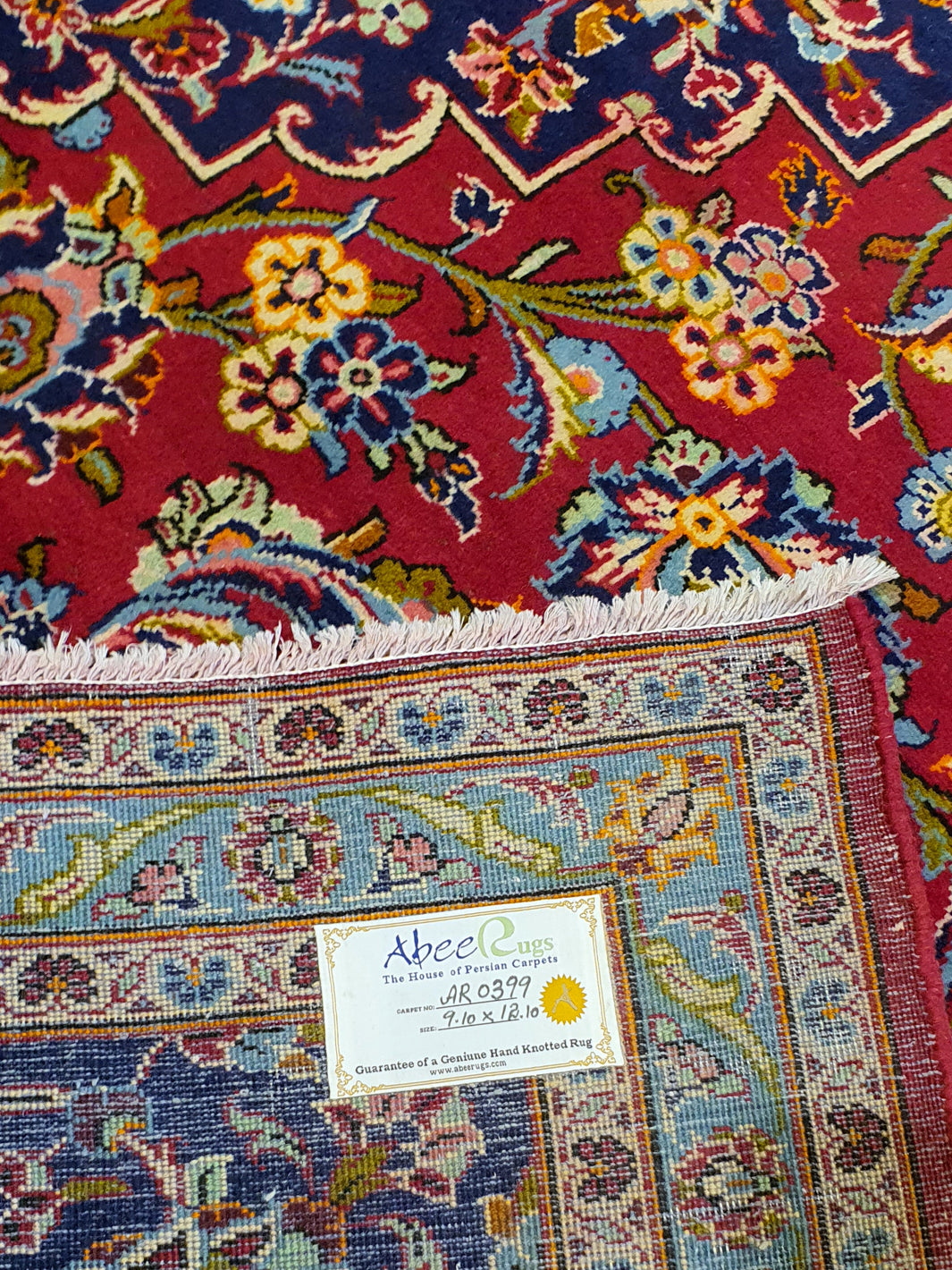 Persian Keshan Red, Blue, And White Medallion - 9.10 X 12.10 FT - AR0399