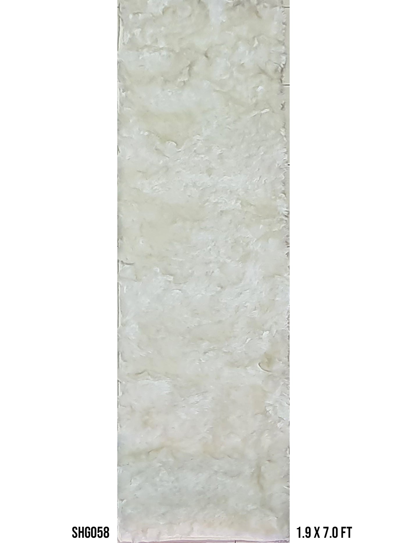 Shaggy White Silk and Wool Runner - SHG058