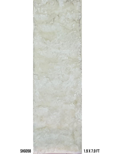 Shaggy White Silk and Wool Runner - SHG058