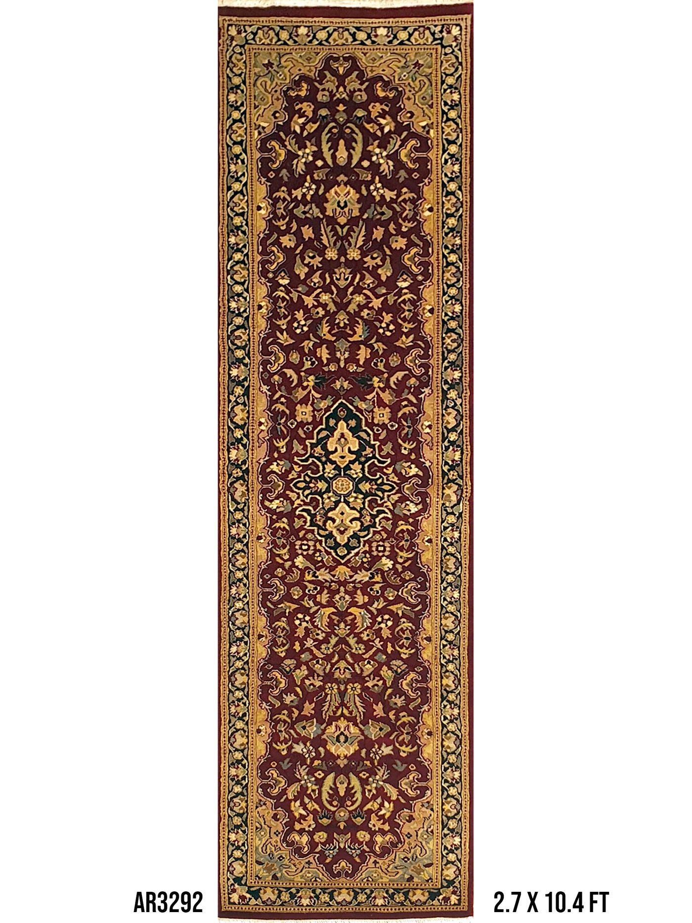 Superfine Pak Persian Isfahan Maroon With Black Border Runner-AR3292