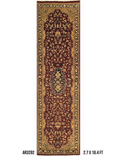 Superfine Pak Persian Isfahan Maroon With Black Border Runner-AR3292