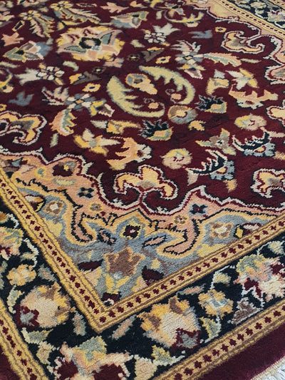 Superfine Pak Persian Isfahan Maroon With Black Border Runner-AR3292