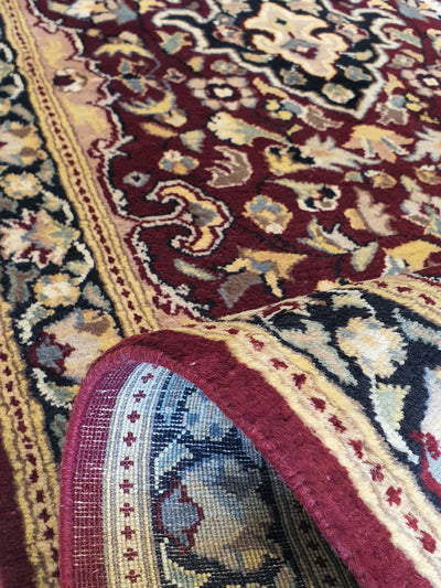 Superfine Pak Persian Isfahan Maroon With Black Border Runner-AR3292