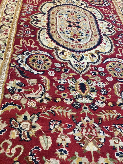 Persian Isfahan Red Silk And Wool Runner -AR3286