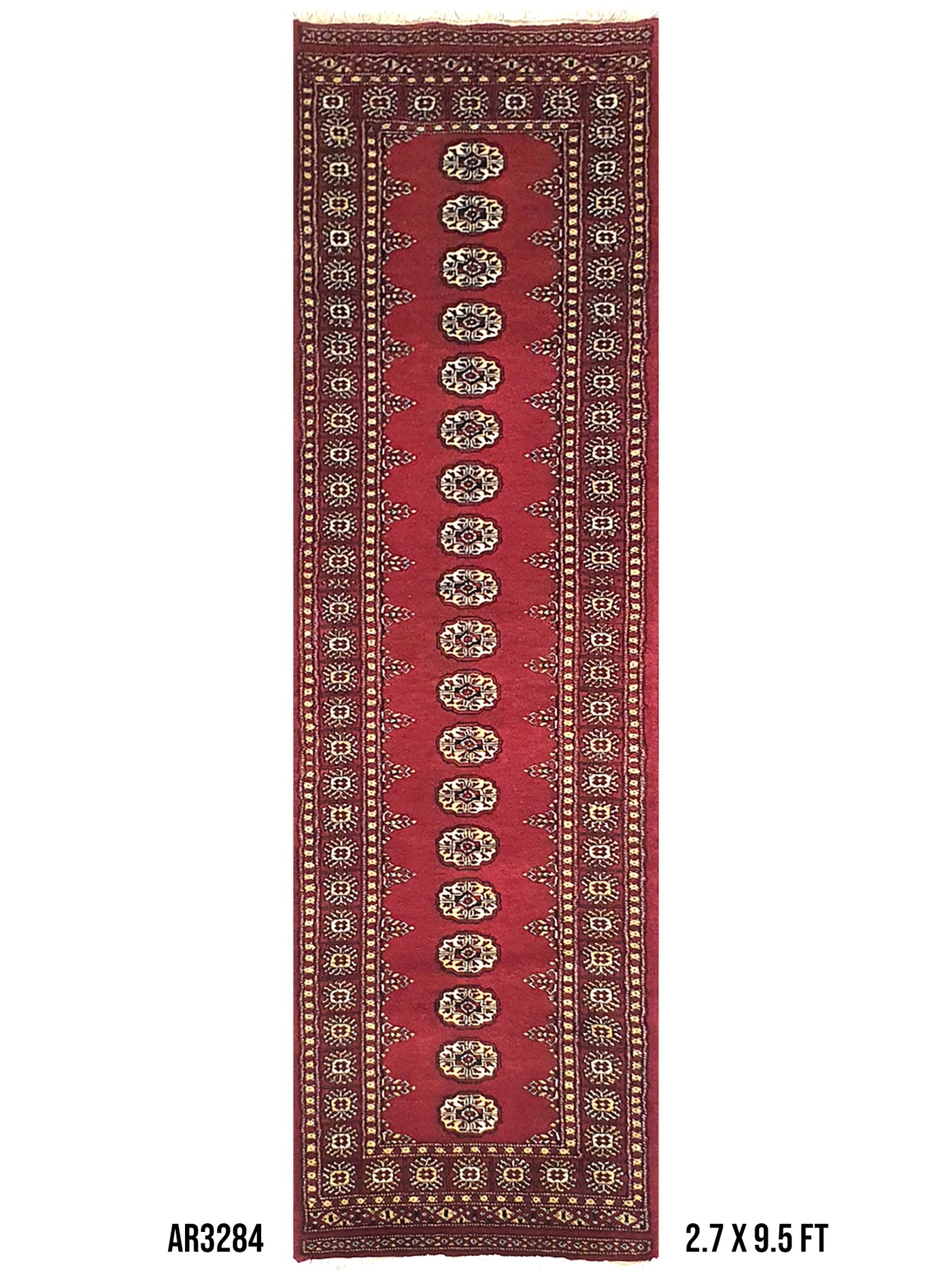 Superfine Bukhara Maroon With Elephant Foot Pattern Runner-AR3284