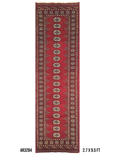 Superfine Bukhara Maroon With Elephant Foot Pattern Runner-AR3284