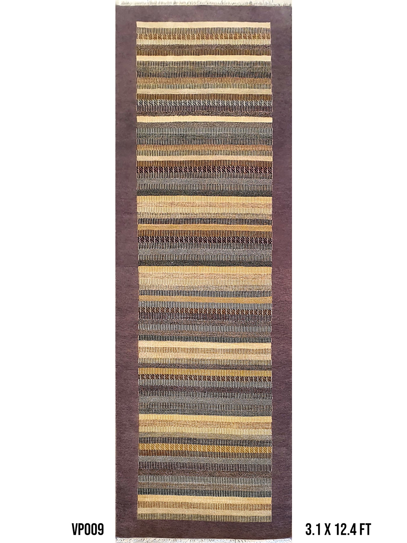 Superfine Persian Gabbah Wool Multicolour Stripe Design Runner With Plain Border-VP009