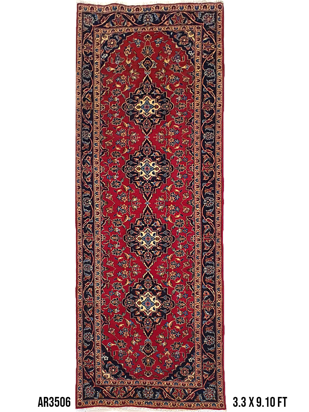 Persian Keshan Runner Design Red and Blue - AR3506