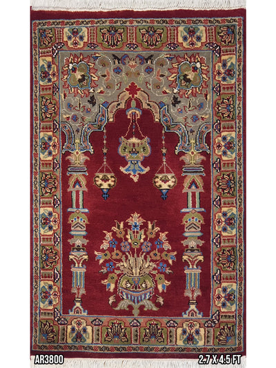 Prayer Rug with Guldasta Design  Maroon - AR3800