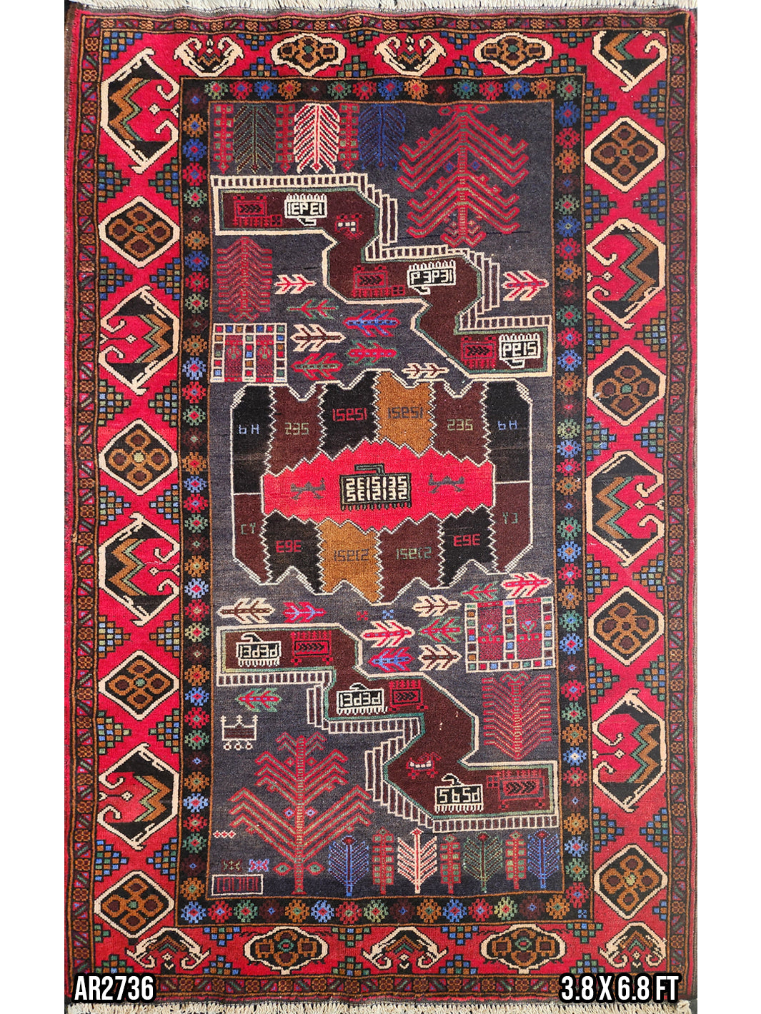 Afghan baluch rug※こちら専用ページです！ Afghan Baluch Rug 4x6, Tribal, Geometric, Unique Colors