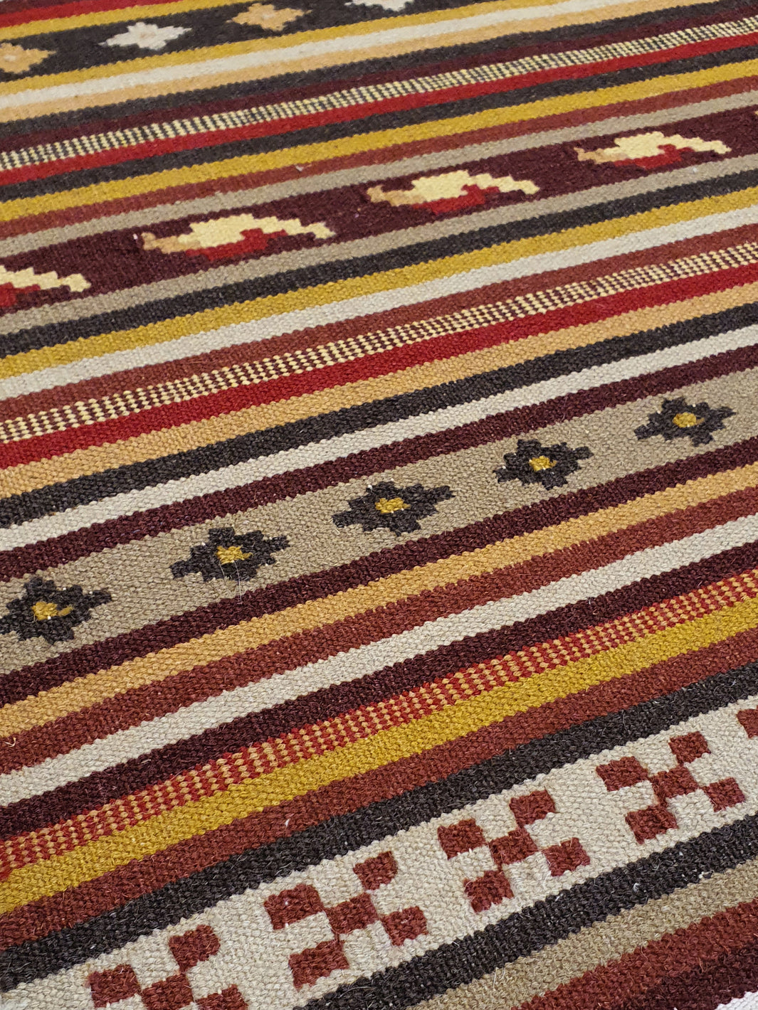 Turkish Wool Kilim Multicolor Stripes - 5.8 X 7.6 FT - AR3283